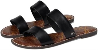 Женские кожаные черные сандалии Sam Edelman Gala Flat с двумя ремешками и удобной конструкцией 11096493