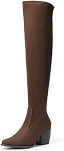 Женские ботфорты Dream Pairs выше колена с вытянутым носком и кубинским каблуком для осени 11068087