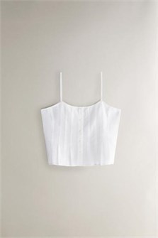 Хлопковый топ Zara Home с декоративной строчкой и тонкими бретелями для стильного образа 11037628