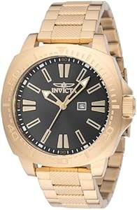 Мужские часы Invicta Speedway 46 мм из нержавеющей стали, золотистый, циферблат угольного цвета, кварцевый механизм PC22 11060552