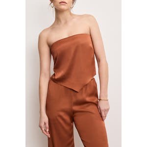 Good American Брюки из сатина с асимметричным подолом, 56% вискоза, 41% раион, 3% эластан 10044674