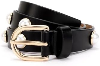 Kate Spade New York Женский кожаный ремень с крупными жемчужинами, регулируемый по размеру, черный, L, ширина 25 мм 11063431