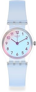 Swatch Женские водонепроницаемые часы из пластика Casual Blue с круглым корпусом 25 мм и кварцевым механизмом 11069867