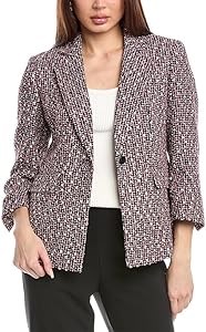 Женский твидовый жакет Anne Klein с отложным воротником и клапанными карманами, 100% полиэстер 11063872