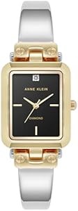 Anne Klein Женские часы на браслете с натуральным алмазным циферблатом, черные матовые, с золотистыми стрелками 11085240