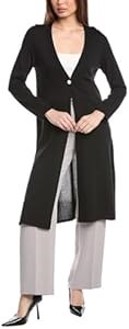 Длинный кардиган Anne Klein с одной пуговицей и боковыми разрезами, 61% полиэстер, 39% вискоза 11044230