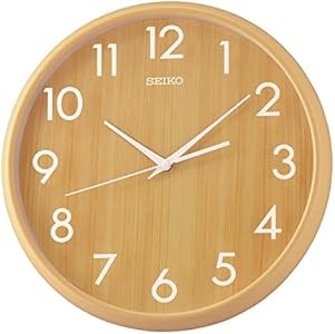 Seiko Настенные часы Shinrin, стильный деревянный дизайн, темно-коричневый цвет, тихий механизм, арабские цифры 11083425