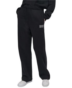 Женские брюки с высокой посадкой и логотипом из страз DKNY, 100% хлопок 11030924