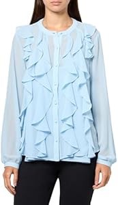 Лонгслив Anne Klein с каскадными рифлениями и кнопками на передней части, V-образный вырез 11043643