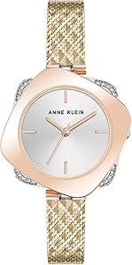 Anne Klein Женские водостойкие наручные часы с премиум-кристаллами на сетчатом браслете, водостойкость до 30 метров, механизм скрытия камней 11083465