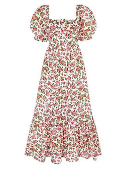 Pink City Prints Органическое хлопковое платье Симона с винтажным цветочным принтом, комфортная посадка, миди длина 11015875