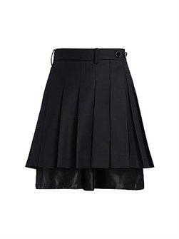 Юбка-шорты из шерсти с коробчатыми складками и поясом на эмалевых кнопках от Helmut Lang 10042595