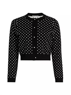 Кардиган Dollie от Alice + Olivia с геометрическим двухцветным принтом и пуговицами из жемчуга 10042904