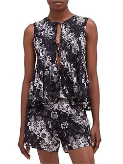 Desmond &amp, Dempsey Хлопковый комплект Flowers Of Time: плетёный топ с завязками и шорты с эластичным поясом 11020023