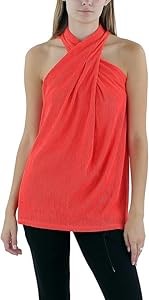 Элегантный топ без рукавов Anne Klein с перекрещивающимся воротником, 100% полиэстер 11093269