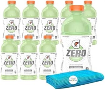 Электролитический спортивный напиток Gatorade Zero со вкусом лайма и огурца, без сахара, 9 бутылок по 828 мл + охлаждающее полотенце 11101083