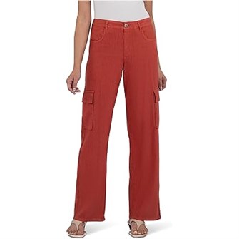 Льняные и вискозные штаны KUT from the Kloth Akia со средней посадкой и накладными карманами 11038994