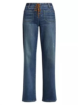 Джинсы-клёш Florence от Nili Lotan с передней шнуровкой и четырьмя накладными карманами 10041074