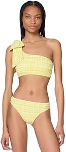 Топ с асимметричным дизайном Ocean Plaid от Kate Spade New York, лонгслив на одно плечо с декоративным бантом 11057813