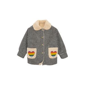 Lola + The Boys Детское шерстяное пальто с отделкой в виде цветных сердечек и искусственным мехом 10046237