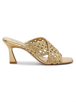 Туфли из металлической кожи с открытым носком и кожаной подкладкой Stuart Weitzman Thea 11027872