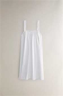 Хлопковая ночная сорочка Zara Home с широкой полоской и кружевной отделкой 11037663