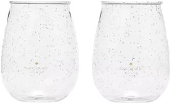 Kate Spade New York Набор акриловых бокалов для вина без ножки, 2 шт., 530 мл, с серебристыми блёстками 11082068