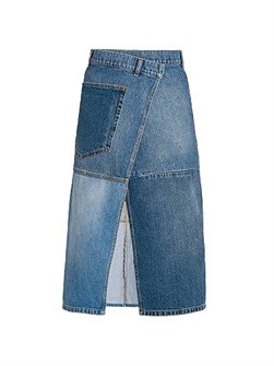 Philosophy Di Lorenzo Serafini Asymmetric Patchwork Denim Midi-Skirt 11021561