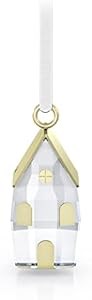 Swarovski Миниатюрный рождественский декор в форме дома с 62 прозрачными кристаллами, металлическими акцентами цвета шампань и атласной лентой 11099105