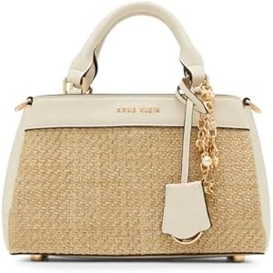 Anne Klein Маленькая соломенная сумка с трансформируемым ремешком, молнией и полиэстеровой подкладкой 11100040