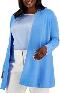 Кардиган Anne Klein для полных женщин с открытыми полами, 60% полиэстер, 40% вискоза, цвет Shore Blue 11073368