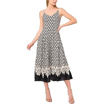 Макси-платье A-line на бретельках из льняной и вискозной смеси от CeCe, 55% льна 11040657