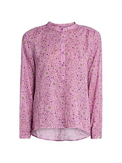 Топ Maria Isabel Marant из хлопка с декоративным принтом, длинными рукавами и отложным воротником 11009120