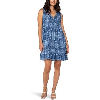 Платье Liverpool Los Angeles из 100% лиоцелла с легким V-образным вырезом, оборками и карманами 11038816