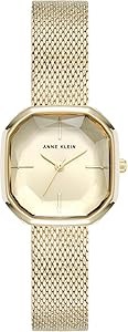 Anne Klein Женские часы с золотыми элементами на металлическом браслете, черный циферблат, минеральное стекло 11089291