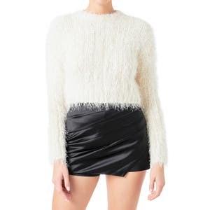 Элегантный свитер-лонгслив с отделкой из перьев от endless rose, 70% полиэстер, 30% акрил 10045518