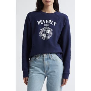 Sporty &amp, Rich Мягкий хлопковый свитшот Beverly Hills с графическим изображением королевского герба и длинными рукавами 10044543