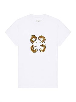 Футболка из хлопка с коротким рукавом и леопардовым принтом 4G Givenchy, классическая посадка, производство Португалия 11026971