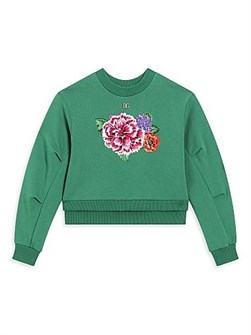 Молодежный свитшот с цветочным принтом Dolce &amp, Gabbana, круглый вырез и длинные рукава, 100% хлопок, Италия 11022454