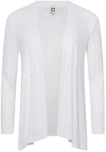 Кардиган Anne Klein со стразами и рукавами 3/4 из сетчатого материала с драпировкой на воротнике, 95% полиэстер, 5% эластан 11057152