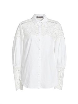Рубашка Lela Rose с кружевной отделкой, длинными рукавами и пуговичными манжетами 11020438