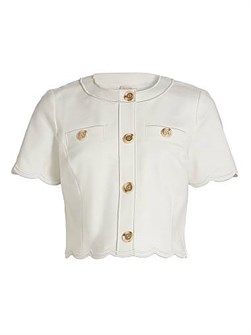 Короткий жакет Sandra из хлопкового микса от Ramy Brook с круглым вырезом и волнистым подолом 10043053