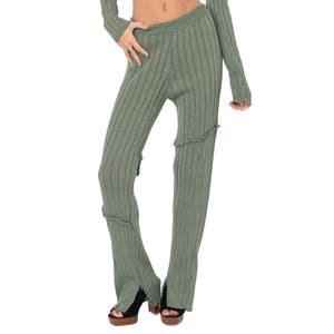 Молодежные трикотажные брюки Edikted Bootcut с рюшами и разрезами, 50% полиэстер, 50% вискоза 10045909