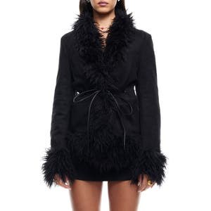 Lioness Пальто Oui Oui с искусственным мехом и V-образным вырезом, завязками и подкладкой. 10044202