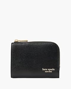 Kate Spade New York Чёрный маленький компактный бумажник Devin из сафьяновой кожи с защитой от царапин 11075260