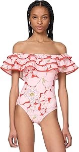 Купальник без бретелей с рюшами из нейлона и спандекса Kate Spade New York 11054941