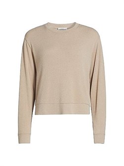 Расслабленный стретчевый лонгслив Vince с округлым вырезом, 60% полиэстер 11031223