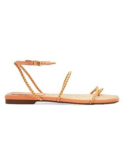 Кожаные шлепанцы Kaya от Schutz с текстурированными плетеными ремешками и застежкой на щиколотке 10043477