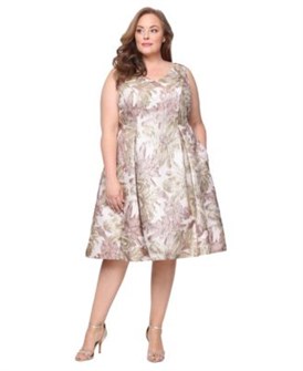 Платье А-силуэта большого размера из металлизированного жаккарда с лодочным вырезом, Alex Evenings 11072258