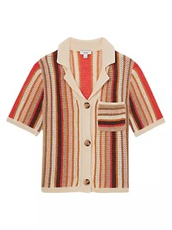 Пуловер Candy в полоску от Reiss с воротником пола и нагрудным карманом, из 100% льна 10043453